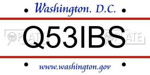Q53IBS District Of Columbia License Plate