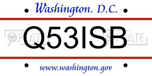 Q53ISB District Of Columbia License Plate