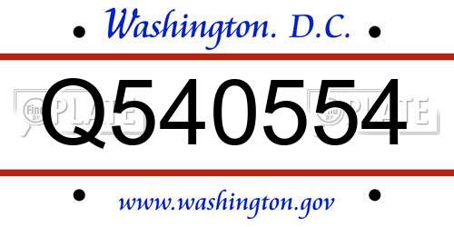 Q540554 District Of Columbia License Plate
