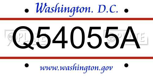 Q54055A District Of Columbia License Plate