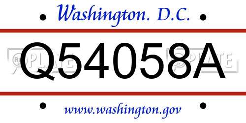 Q54058A District Of Columbia License Plate