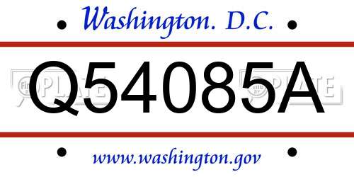 Q54085A District Of Columbia License Plate