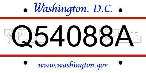 Q54088A District Of Columbia License Plate