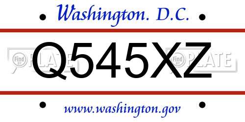 Q545XZ District Of Columbia License Plate
