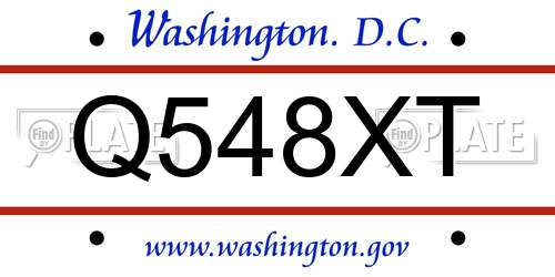 Q548XT District Of Columbia License Plate