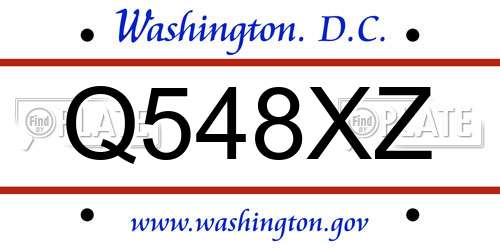 Q548XZ District Of Columbia License Plate