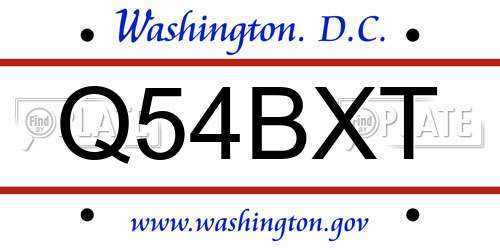 Q54BXT District Of Columbia License Plate
