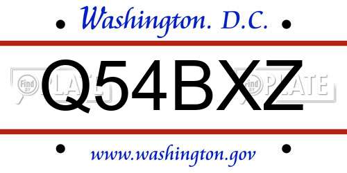 Q54BXZ District Of Columbia License Plate