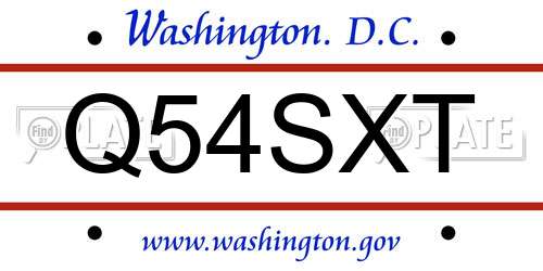 Q54SXT District Of Columbia License Plate