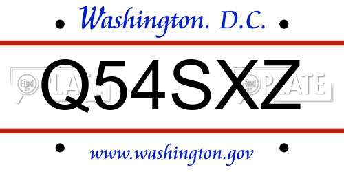 Q54SXZ District Of Columbia License Plate