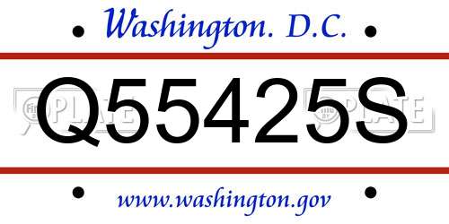 Q55425S District Of Columbia License Plate