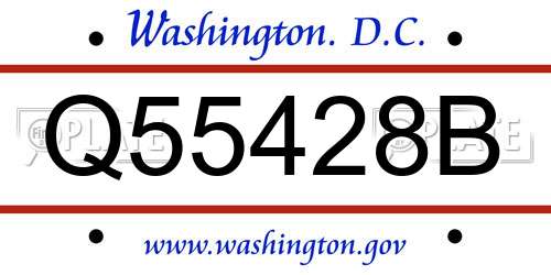 Q55428B District Of Columbia License Plate
