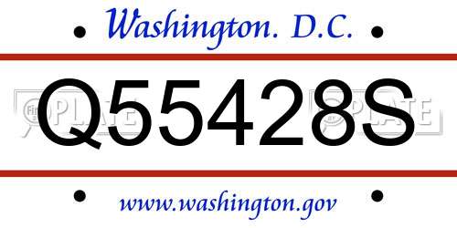 Q55428S District Of Columbia License Plate