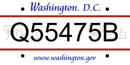 Q55475B District Of Columbia License Plate