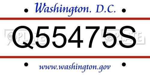 Q55475S District Of Columbia License Plate