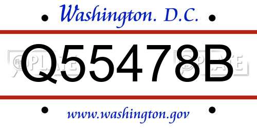 Q55478B District Of Columbia License Plate