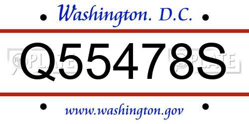 Q55478S District Of Columbia License Plate