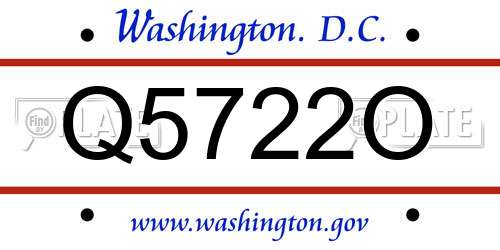 Q5722O District Of Columbia License Plate
