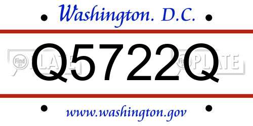 Q5722Q District Of Columbia License Plate