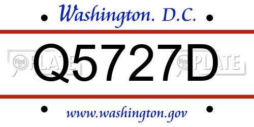 Q5727D District Of Columbia License Plate
