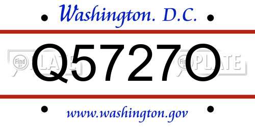 Q5727O District Of Columbia License Plate