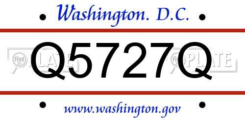 Q5727Q District Of Columbia License Plate