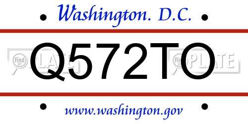 Q572TO District Of Columbia License Plate