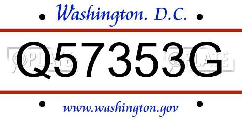 Q57353G District Of Columbia License Plate