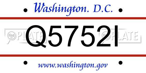 Q5752I District Of Columbia License Plate