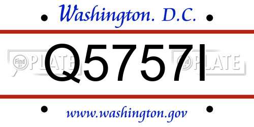 Q5757I District Of Columbia License Plate