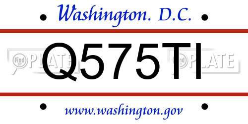 Q575TI District Of Columbia License Plate