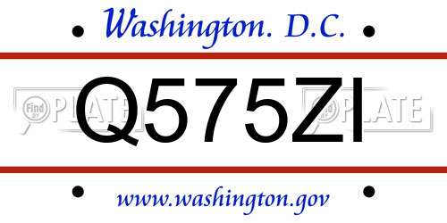 Q575ZI District Of Columbia License Plate