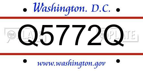 Q5772Q District Of Columbia License Plate