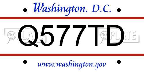Q577TD District Of Columbia License Plate