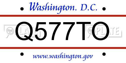 Q577TO District Of Columbia License Plate