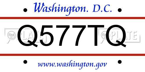 Q577TQ District Of Columbia License Plate