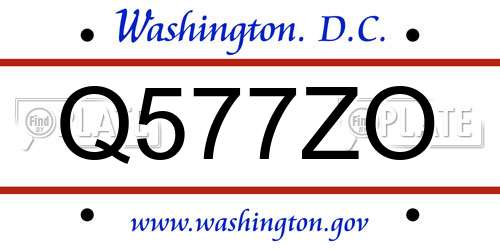 Q577ZO District Of Columbia License Plate