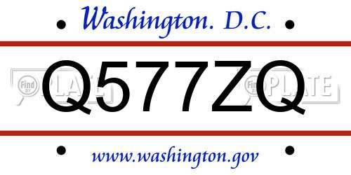 Q577ZQ District Of Columbia License Plate
