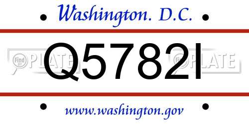 Q5782I District Of Columbia License Plate