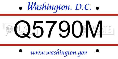 Q5790M District Of Columbia License Plate