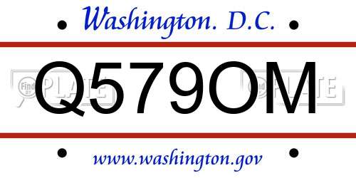 Q579OM District Of Columbia License Plate
