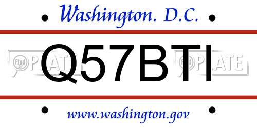 Q57BTI District Of Columbia License Plate