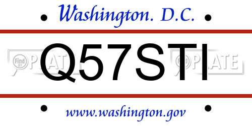 Q57STI District Of Columbia License Plate