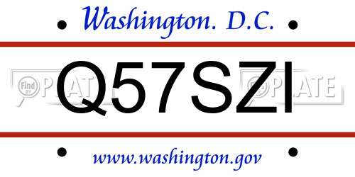 Q57SZI District Of Columbia License Plate