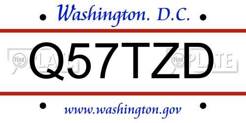 Q57TZD District Of Columbia License Plate