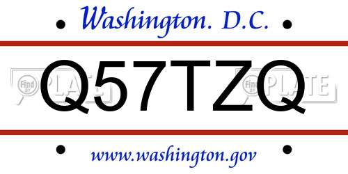Q57TZQ District Of Columbia License Plate