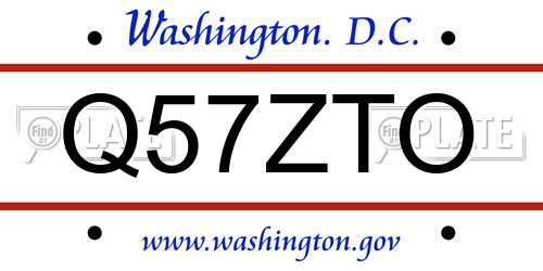 Q57ZTO District Of Columbia License Plate