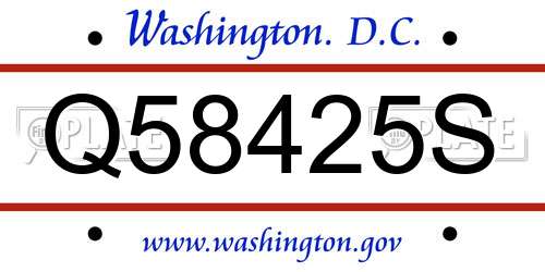 Q58425S District Of Columbia License Plate