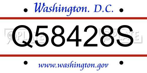 Q58428S District Of Columbia License Plate