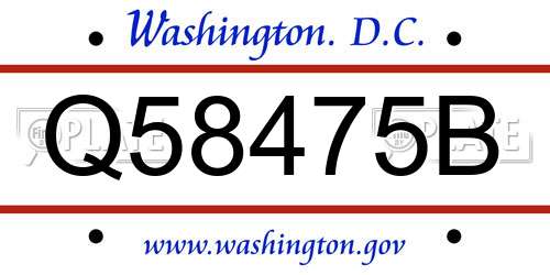 Q58475B District Of Columbia License Plate